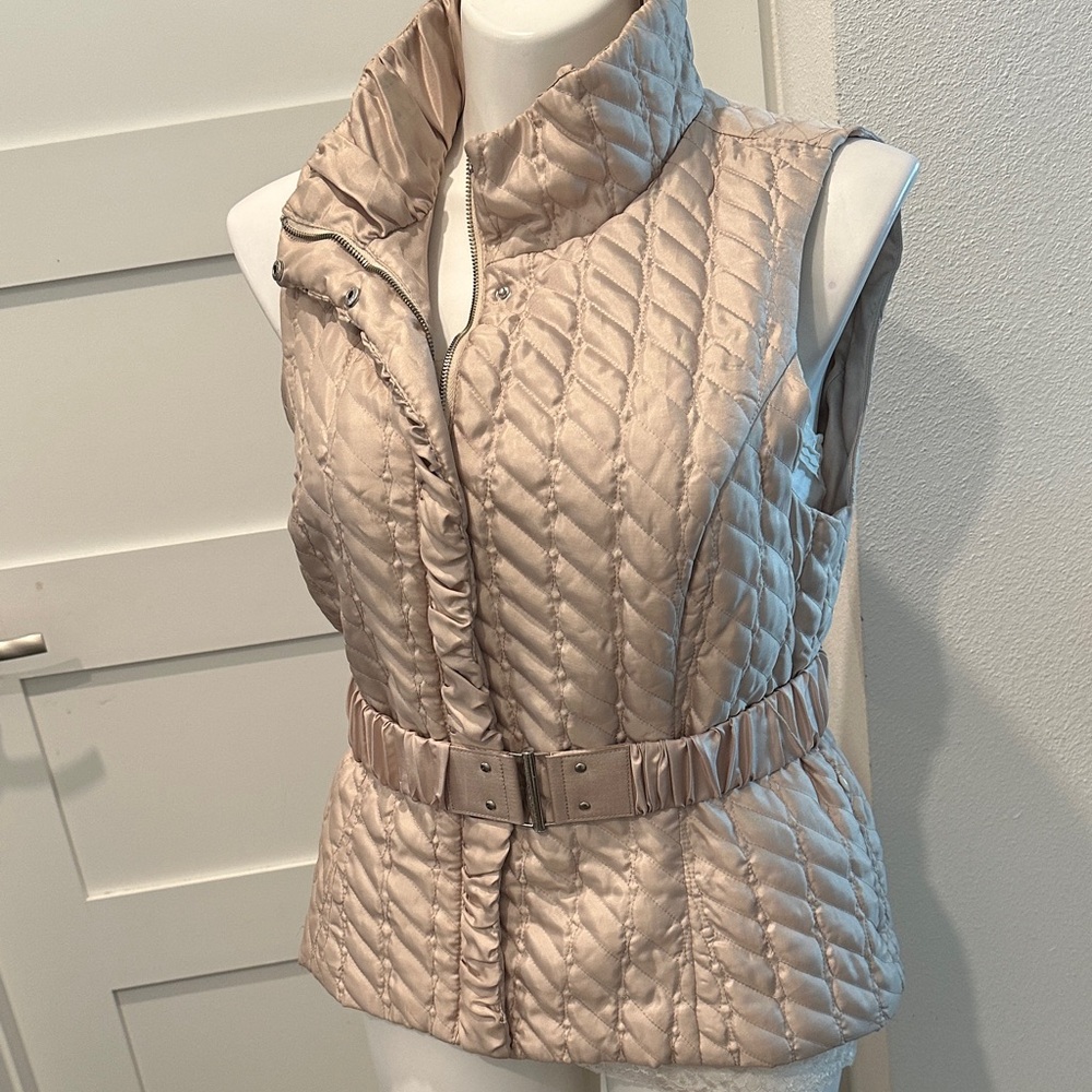 White House Black Market Quilted Champagne Vest